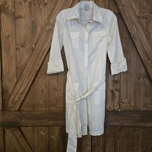 Vertigo Paris Womens Belted Cotton Dress Size Small White